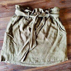 Entro Green Tie Front Ruched Skirt